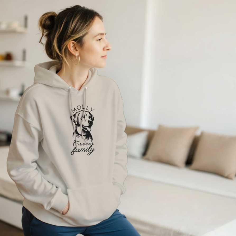 Husky Rescue Family Hoodie — Cute Husky Face "Rescue Family" Graphic Hoodie