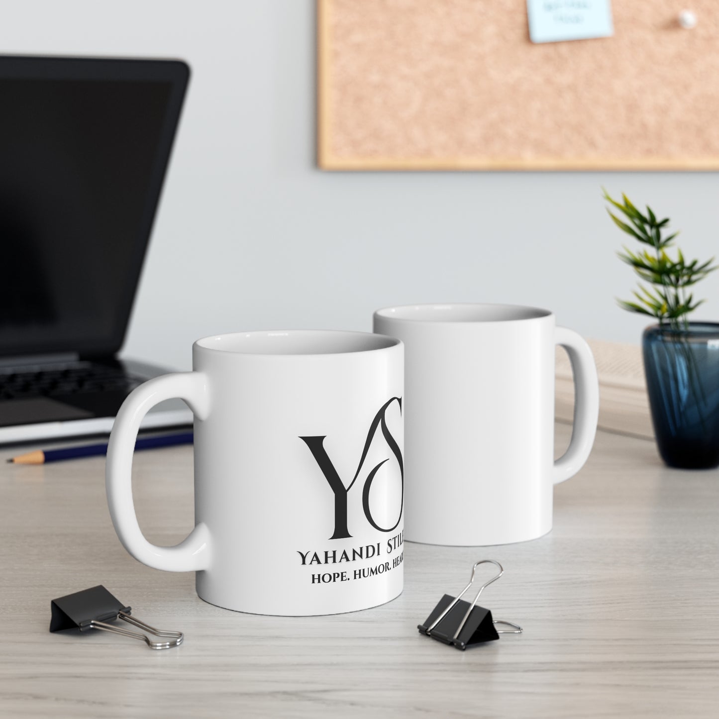 Yahandi Stiles Logo Mug — 11oz White Ceramic Coffee Cup