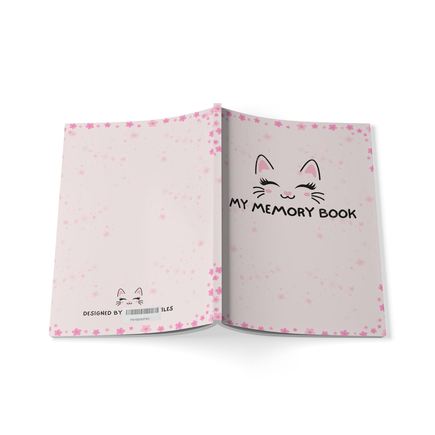 A5 'My Memory Book' Softcover Notebook — Cute Cat Floral Journal for Kids & Teens