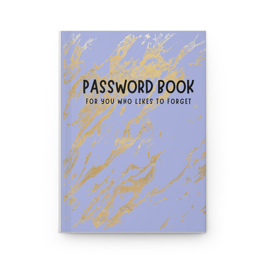 Password Book Hardcover Journal – Lavender Marble "For You Who Likes to Forget"