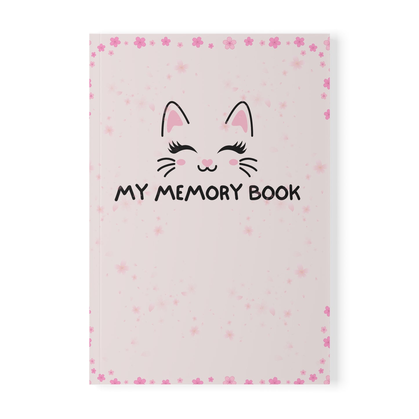 A5 'My Memory Book' Softcover Notebook — Cute Cat Floral Journal for Kids & Teens