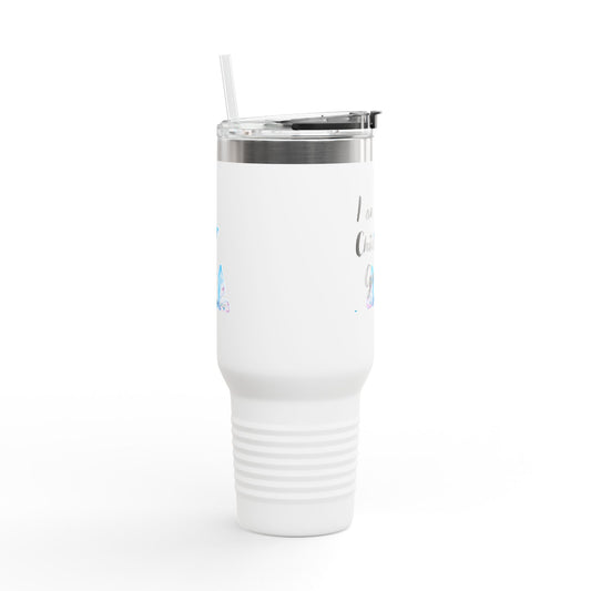 40oz Insulated Travel Mug — "I am a Child of God" Butterfly Design
