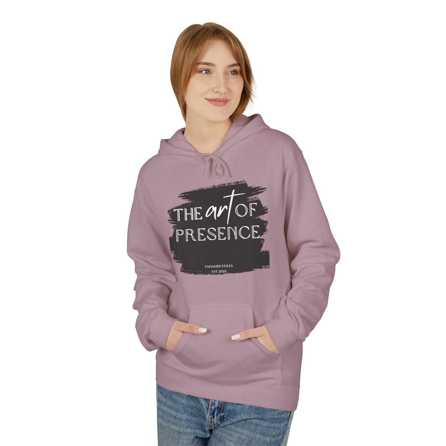 The Art of Presence Hoodie — Minimal Brushstroke Graphic Pullover