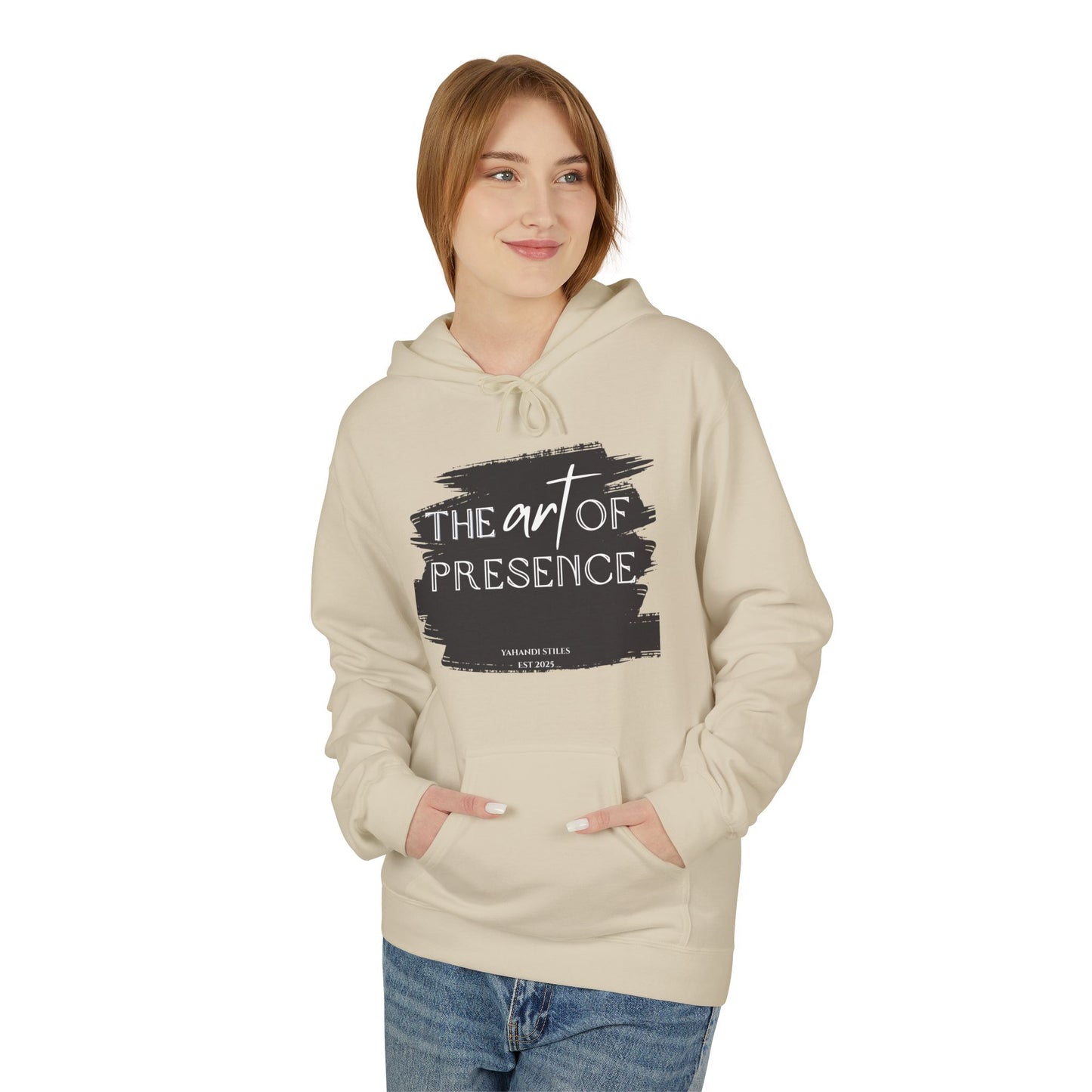 The Art of Presence Hoodie — Minimal Brushstroke Graphic Pullover