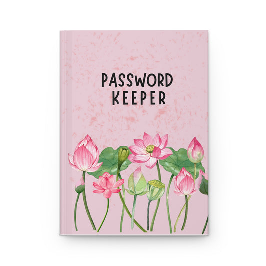 Password Keeper Hardcover Journal — Pink Lotus Floral Password Organizer