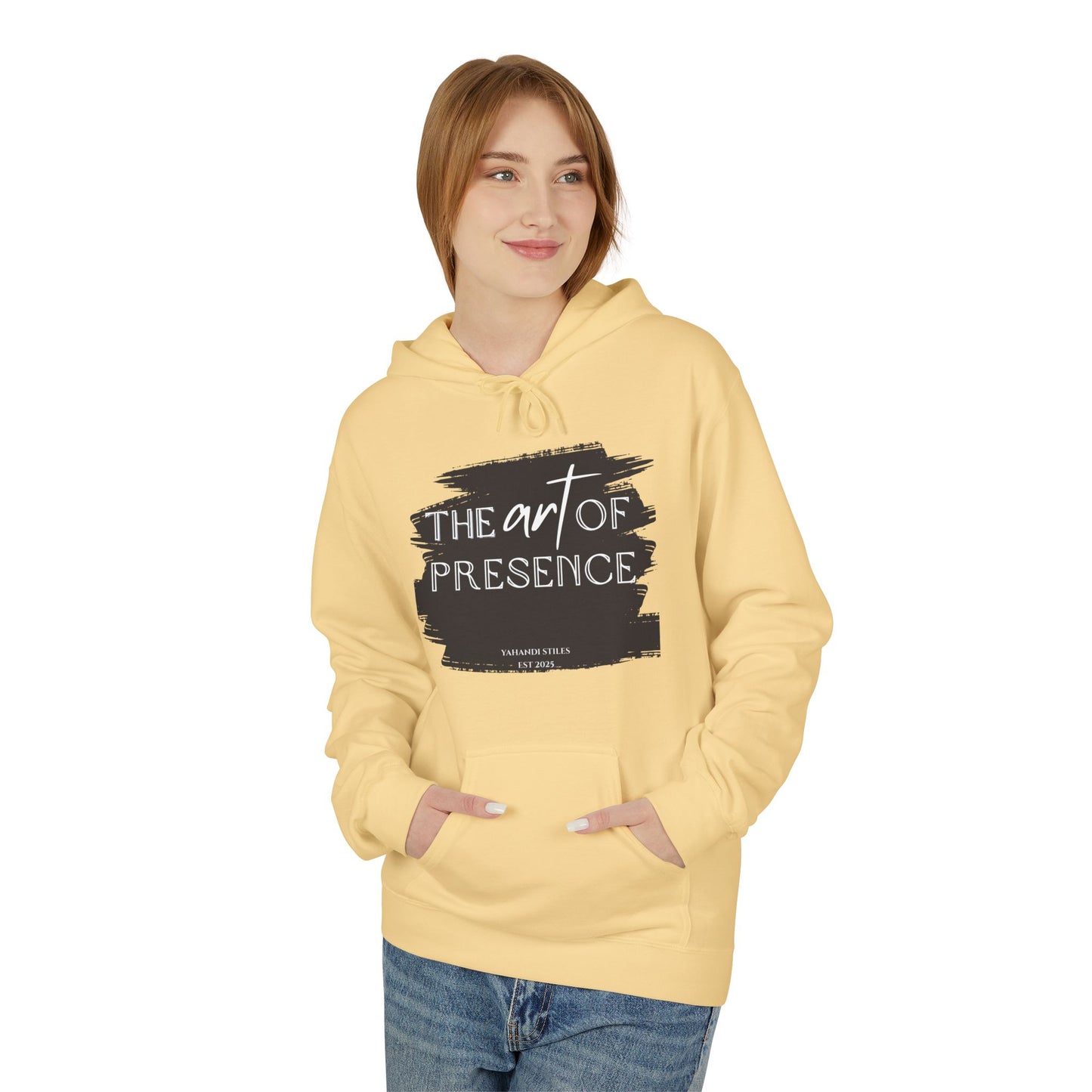 The Art of Presence Hoodie — Minimal Brushstroke Graphic Pullover