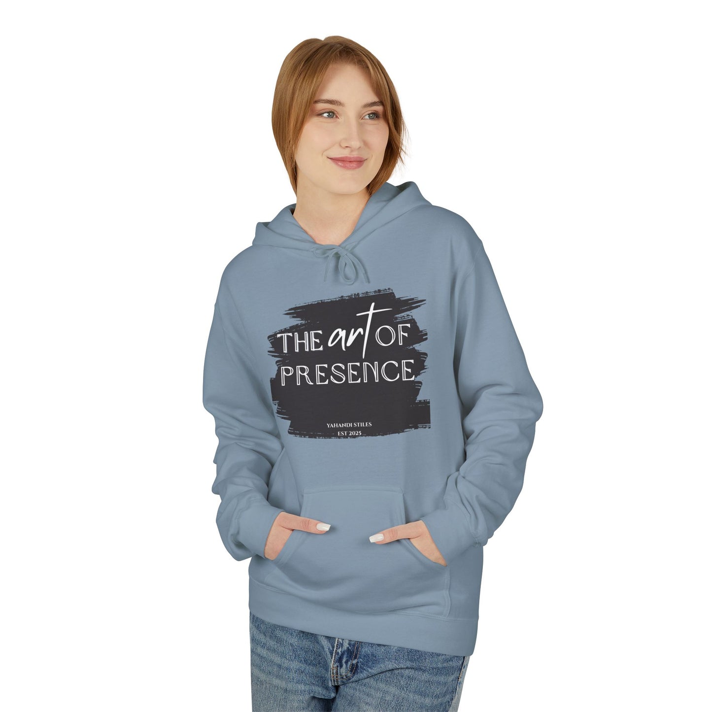 The Art of Presence Hoodie — Minimal Brushstroke Graphic Pullover