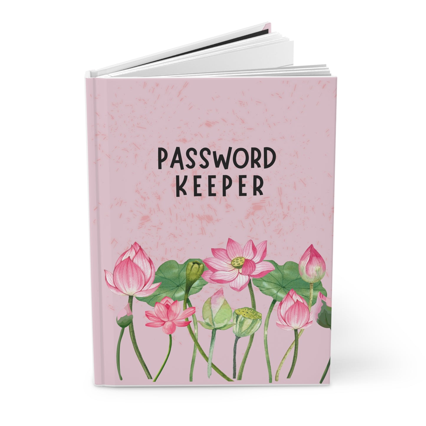 Password Keeper Hardcover Journal — Pink Lotus Floral Password Organizer