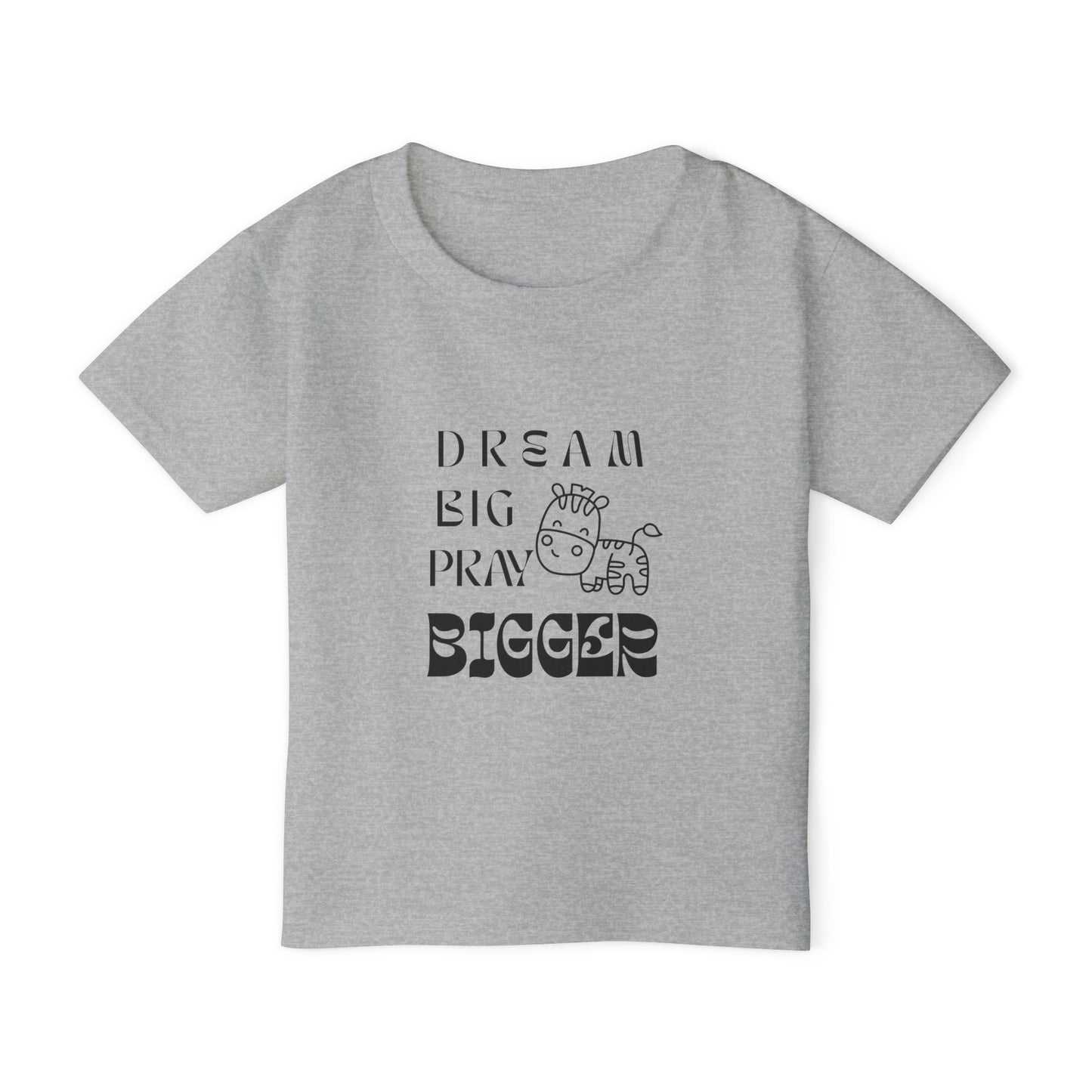 Toddler T-Shirt - "Dream Big Pray Bigger" Cute Giraffe Inspirational Kids Tee
