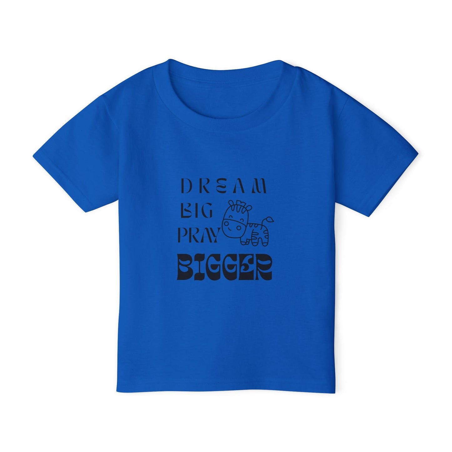 Toddler T-Shirt - "Dream Big Pray Bigger" Cute Giraffe Inspirational Kids Tee