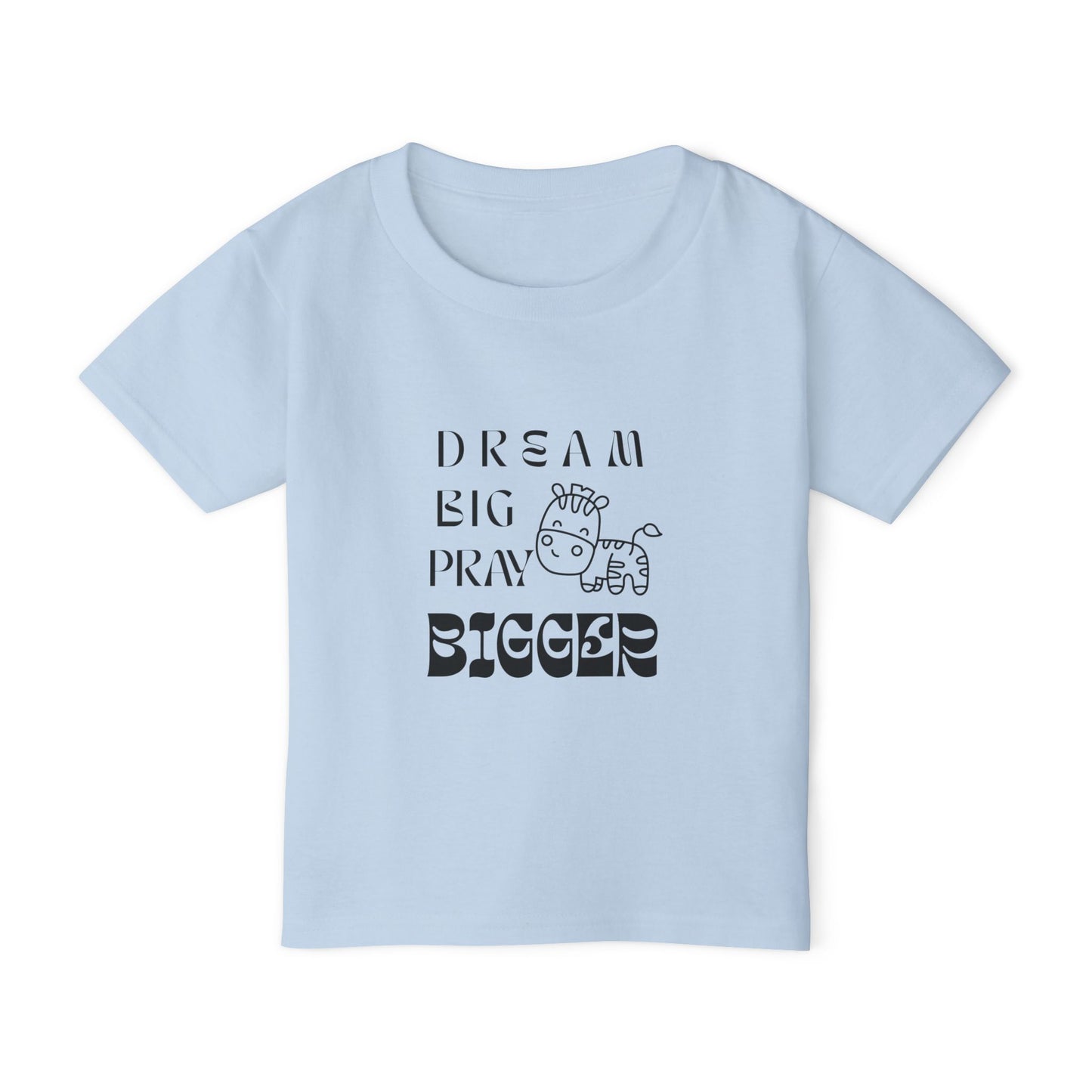 Toddler T-Shirt - "Dream Big Pray Bigger" Cute Giraffe Inspirational Kids Tee