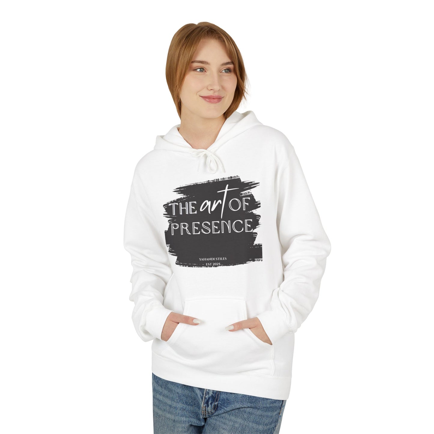 The Art of Presence Hoodie — Minimal Brushstroke Graphic Pullover