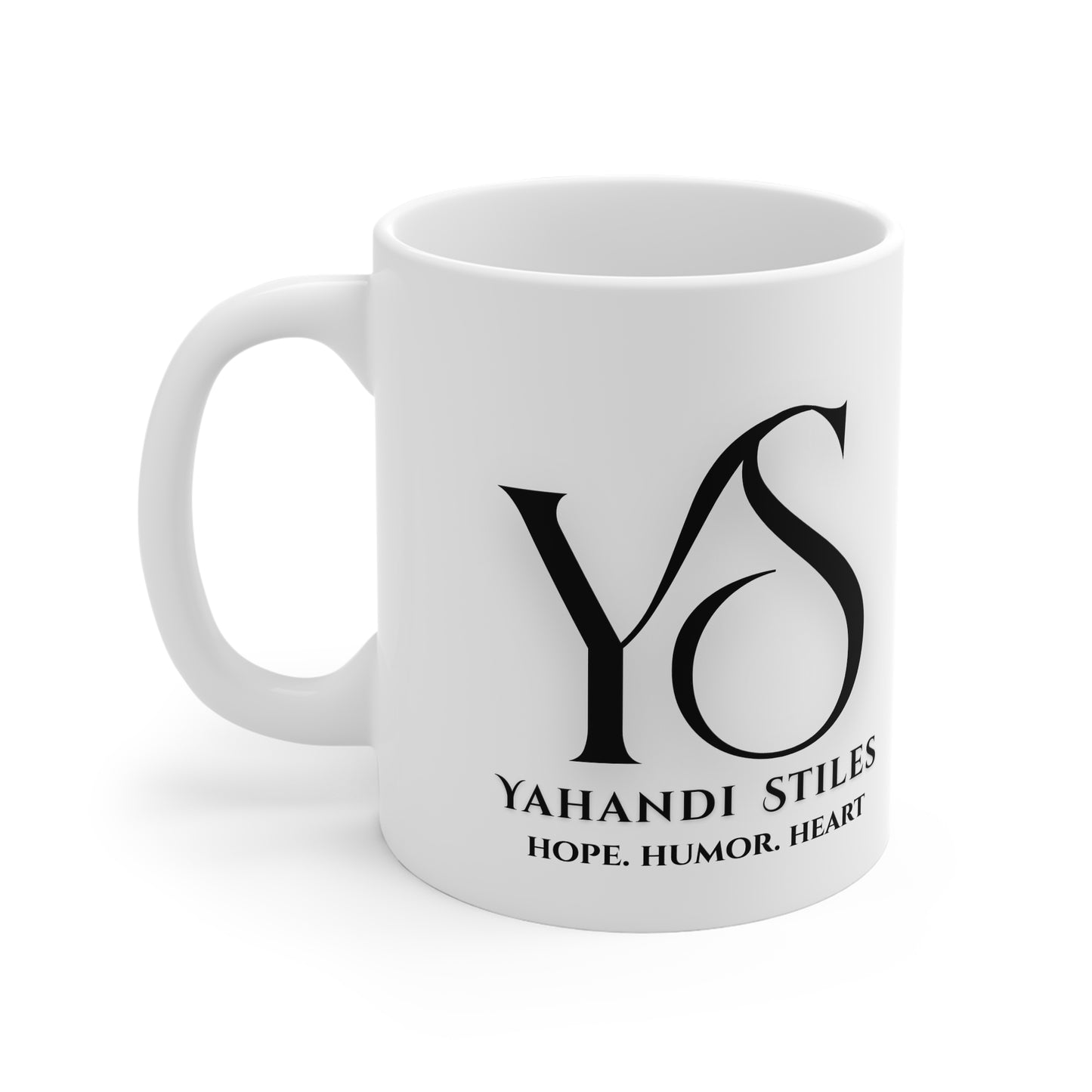 Yahandi Stiles Logo Mug — 11oz White Ceramic Coffee Cup