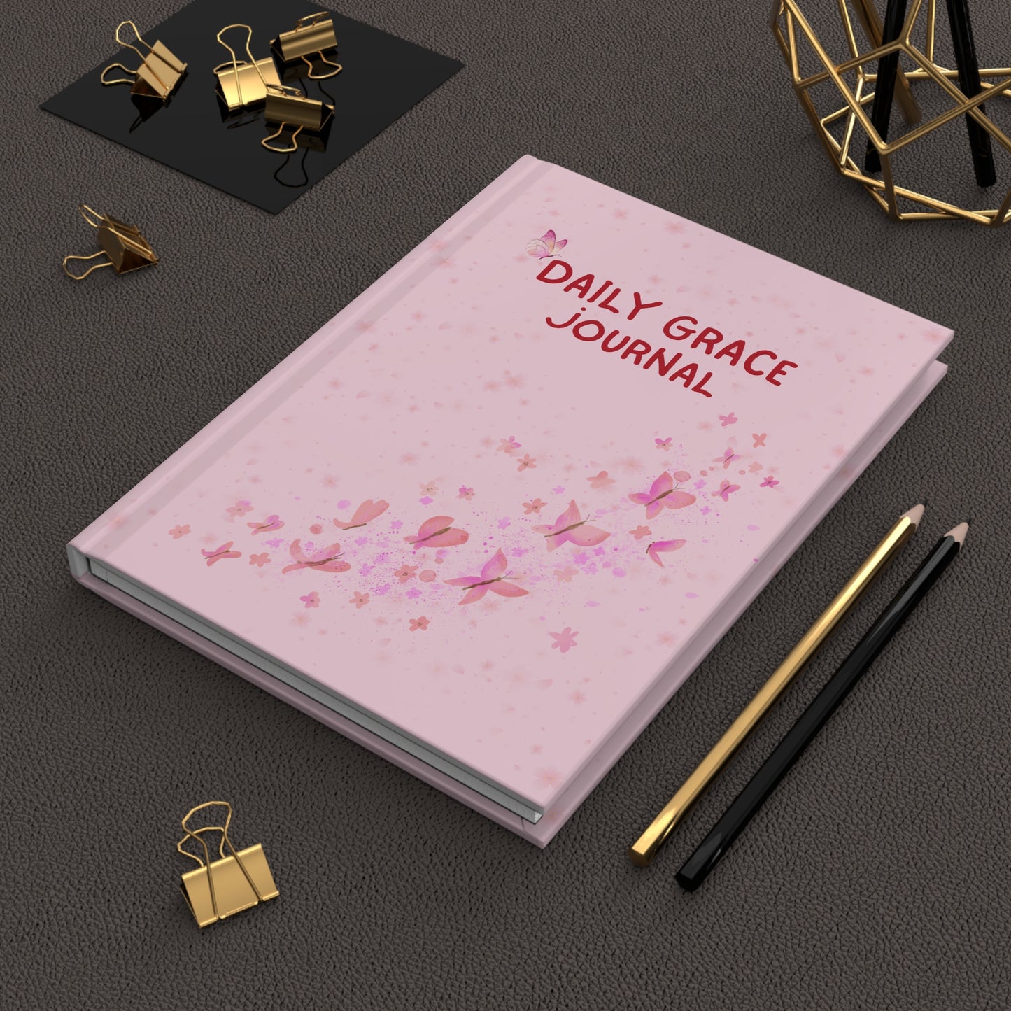 Daily Grace Journal — Pink Hardcover Guided Gratitude Notebook