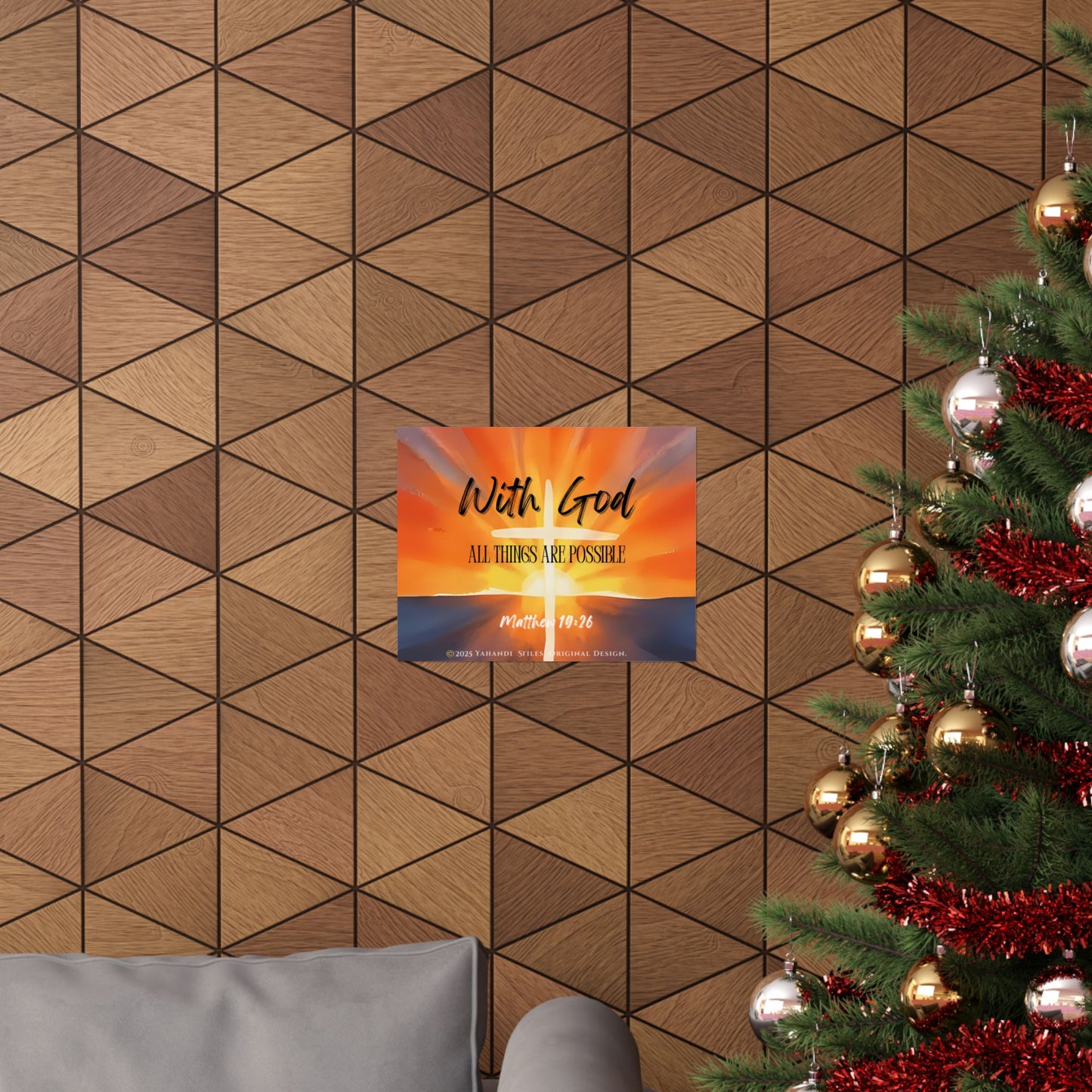 With God All Things Are Possible Poster — Christian Matthew 19:26 Inspirational Wall Art